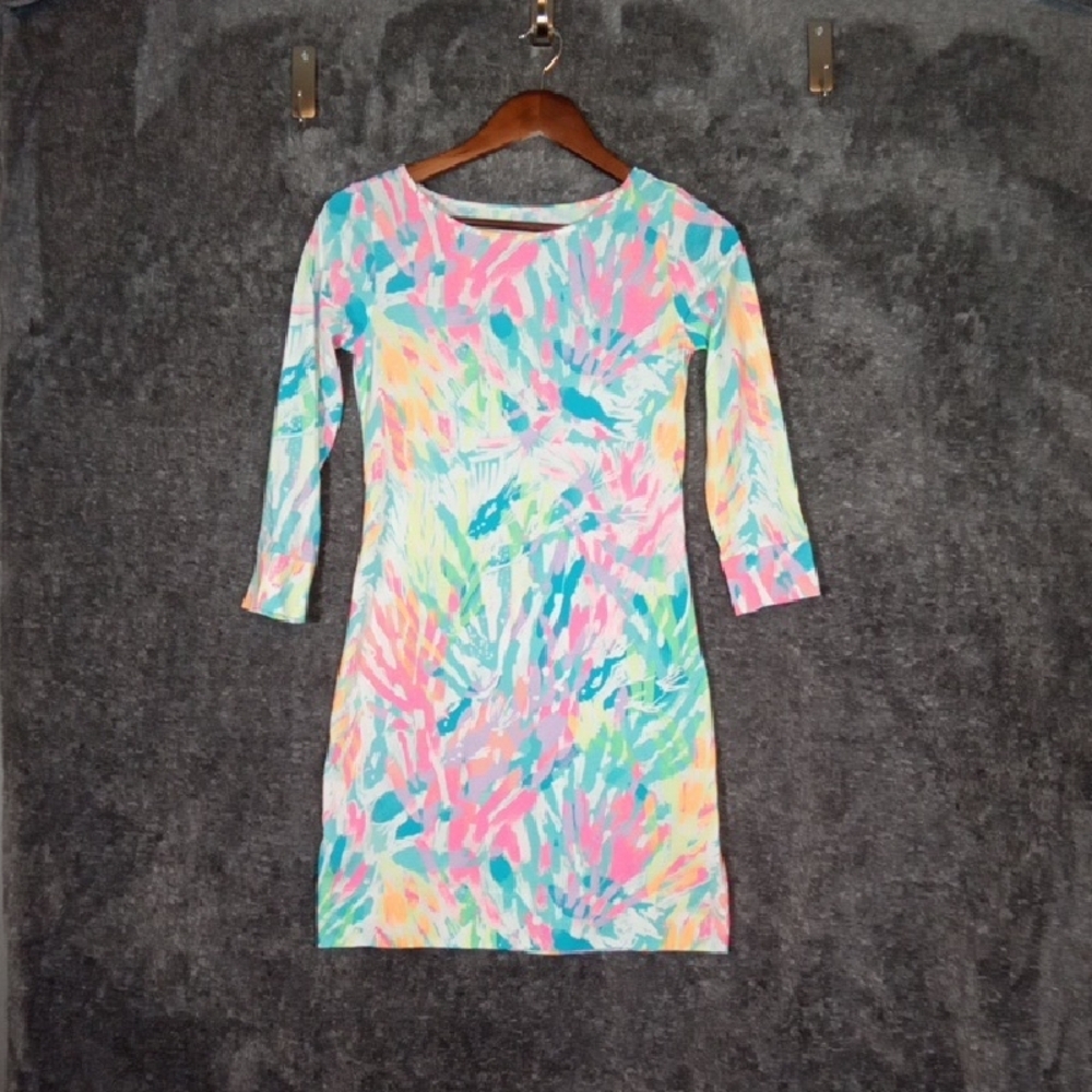 Lilly Pulitzer Vibrant Long Sleeve Dress Marlowe Sparling Sands Vacation Sz XXS